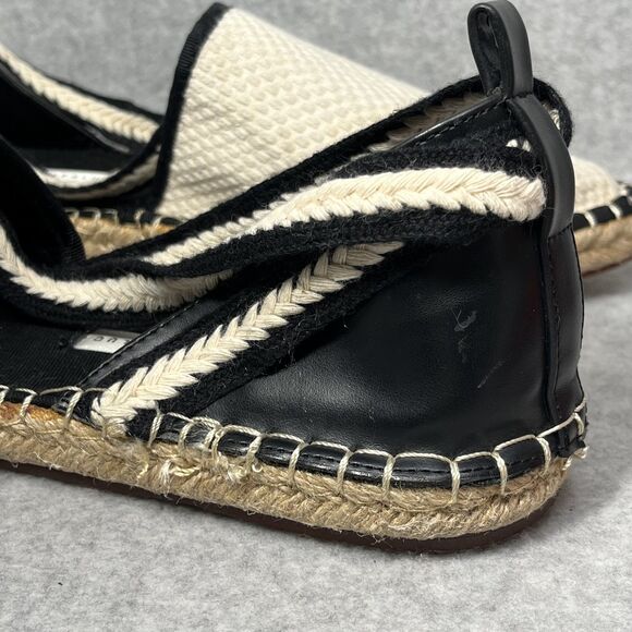 Zara Trafaluc Espadrille Flats Womens EU 40 Black White Lace Up Canvas Coastal - Picture 10 of 14